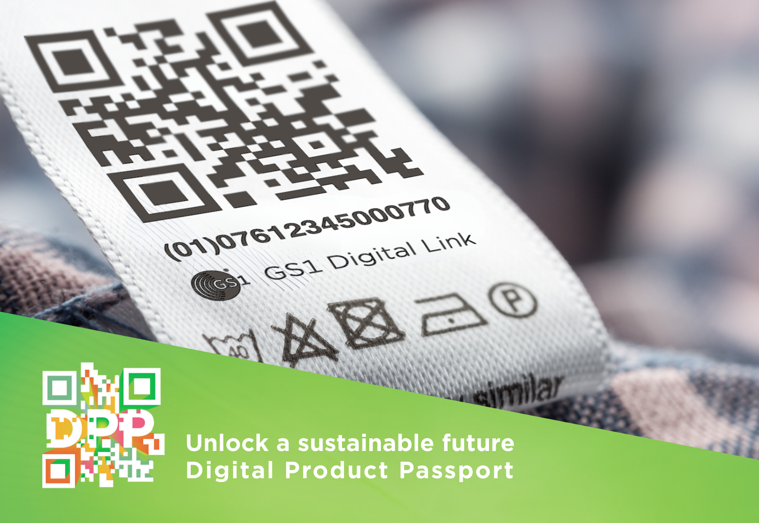 Digital Link Code auf einem Textiletikett